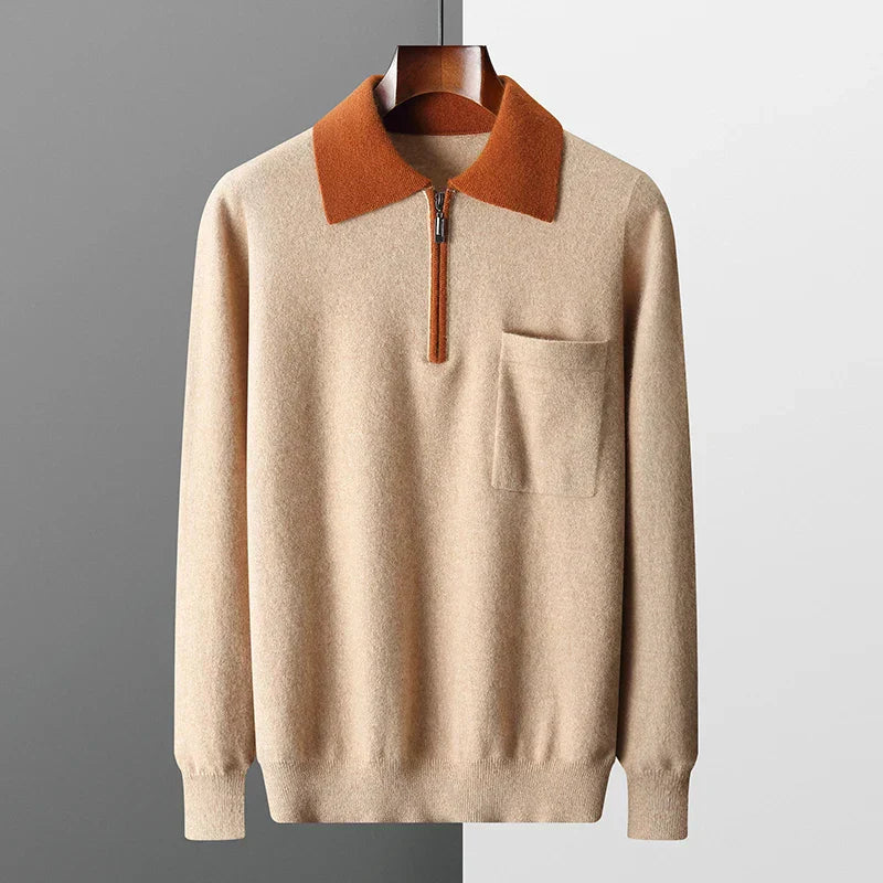 Porlezza Polo Zip – luksusowe polo z kaszmiru z półzamkiem